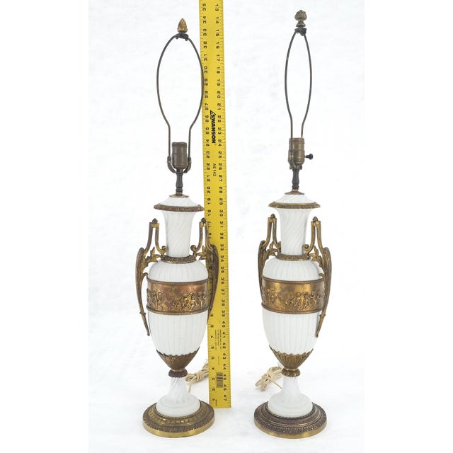 Pair of Fine Ceramic & Ormolu Cup Vase Shape Table Lamp c1940s MINT For Sale - Image 13 of 16