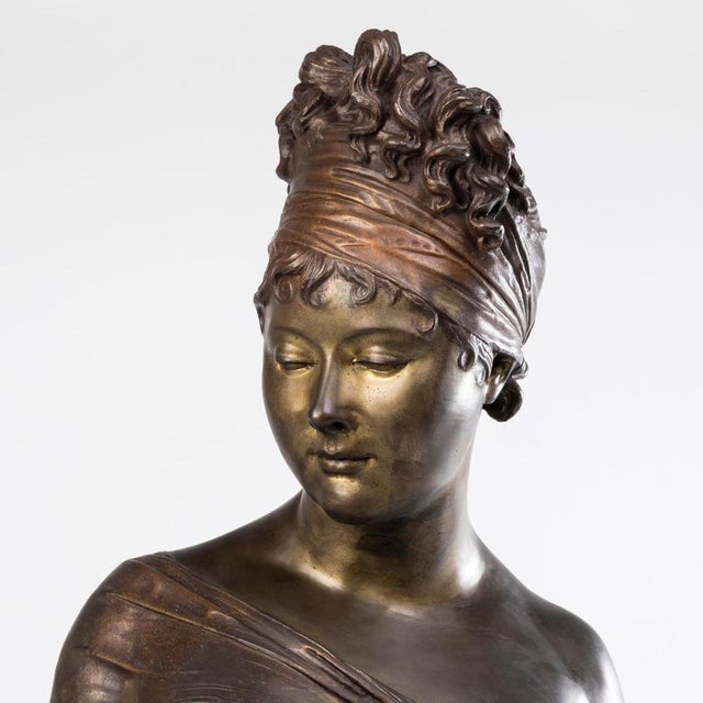 Sculpture of the Bust of Madame Récamier in Patinated Bronze For Sale - Image 6 of 15