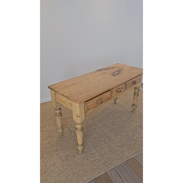 Antique English Pine Console Table or Desk For Sale - Image 4 of 15