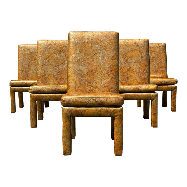 Set of 6 Parsons Dining Chairs Milo Baughman for Thayer Coggin For Sale