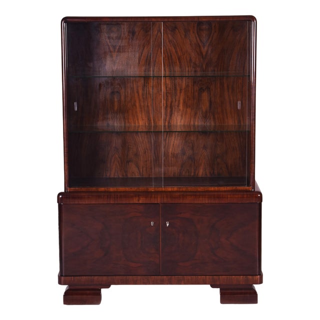 Art Deco Display Cabinet in Walnut, 1930s For Sale