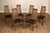 High Quality American Made Set of Six Walnut Frame Dining Chairs with Caned Backrests and Vinyl Upholstered Seats,...