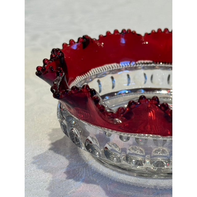 Glass Antique Heisey Glass No. 1220 "Punty Band" Ruby Stained Berry Bowl, C. 1900 For Sale - Image 7 of 8