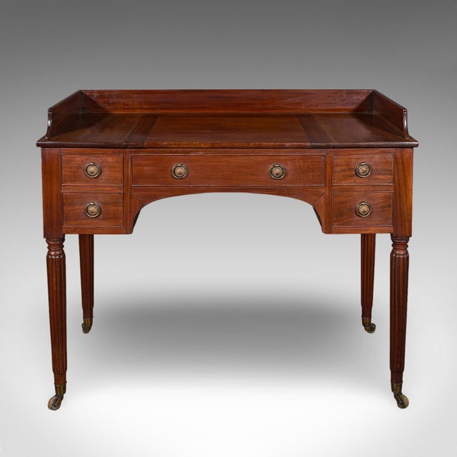 Traditional Antique Writing Table, English, Kneehole Desk, Home Office, Study, Regency, 1820 For Sale - Image 3 of 12