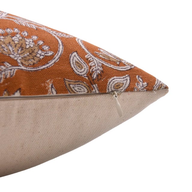Art Deco Fabdivine Block Print Cushion Cover 14x20 Inch Duck Canvas-Saraswati For Sale - Image 3 of 4