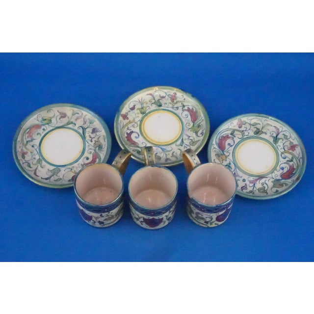 Ceramic Cups and Saucers by Alfredo Santarelli for Gualdo Tadino, 1890s, Set of 6 For Sale - Image 5 of 18