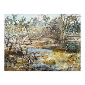 Large Oil on Cardboard Landscape Painting From 70's