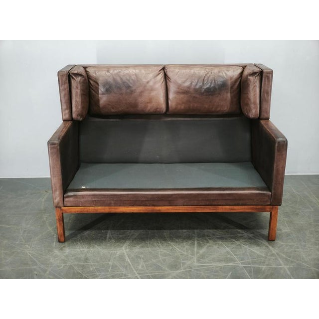 Wood JK 922 Wagon Leather Sofa by Jørgen Kastholm, Denmark, 1960s For Sale - Image 7 of 18