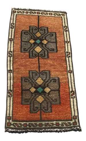 1960s Decorative Handmade Rug- 1′2″ × 2′6″