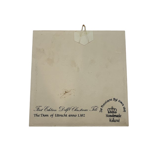 Late 20th Century First Edition Delft Christmas 1989 Blue and White Decorative Tile Plate Art For Sale - Image 5 of 9