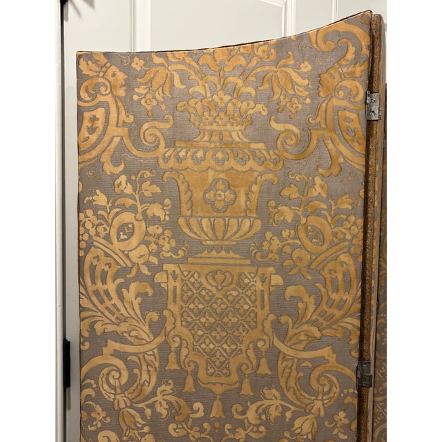 Vintage Fortuny 'Carnavalet' Three Panel Double Sided Screen / Double Sided Room Divider For Sale In Little Rock - Image 6 of 18