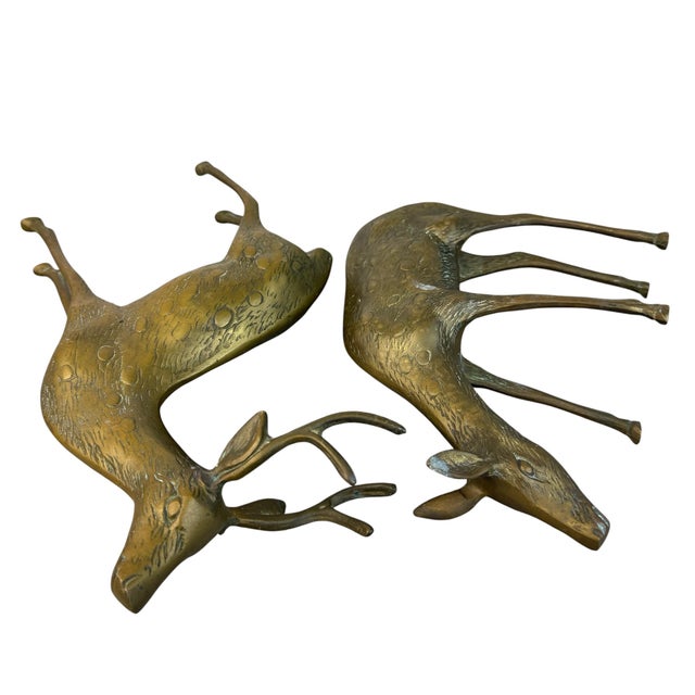 Set of 2 Mid Century Brass Deer Figurines, Buck & Doe For Sale - Image 13 of 15