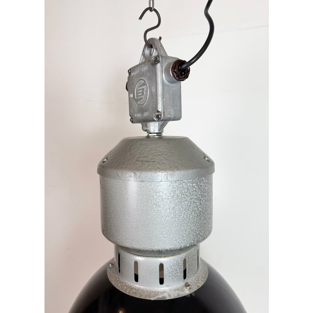 Industrial Black Enamel Factory Lamp from Elektrosvit, 1960s For Sale - Image 9 of 18
