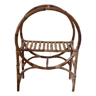 Vintage Midcentury Bamboo/Rattan Circular Shelf Unit For Sale