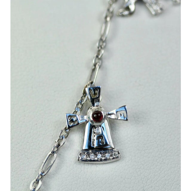 1960s Deco Platinum Charm Necklace For Sale In Los Angeles - Image 6 of 9