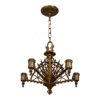 Early 20th Century Metalwork Radial Webs Chandelier For Sale