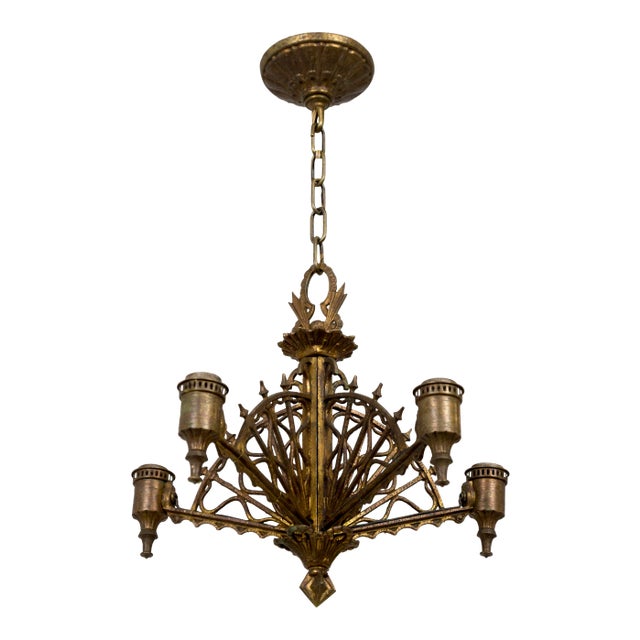 Early 20th Century Metalwork Radial Webs Chandelier For Sale
