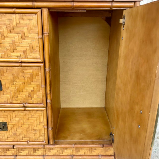 Wood Coastal Rattan China Hutch by Dixie For Sale - Image 7 of 12