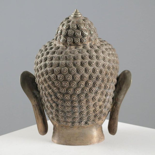 Vintage Bronze Buddha Head For Sale - Image 4 of 8