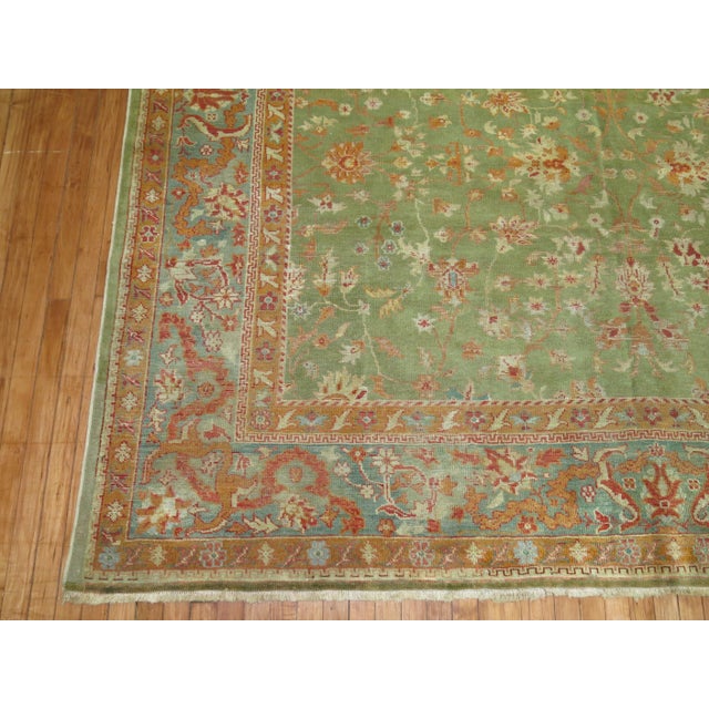 Early 20th Century Antique Zabihi Collection Green Turkish Oushak Rug - 8'9" x 11'3" For Sale - Image 5 of 6