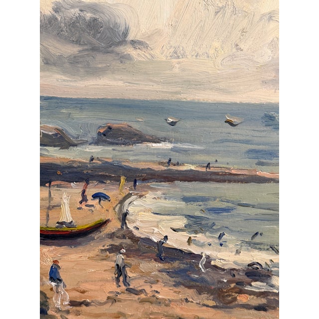 Balansino, Seascape with Figures, 1984, Oil on Panel, Framed For Sale - Image 3 of 5