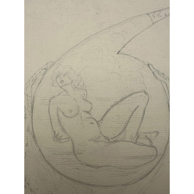 1920s Carl Heinz Berberich, Nude, Devil Fries the Naked Vulva in the Glass Flask of Sin to…, Pencil on Paper For Sale - Image 5 of 13