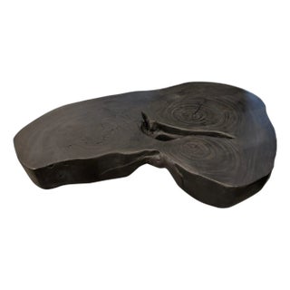 Andrianna Shamaris Impressive Single Slab Suar Wood Charred Coffee Table For Sale