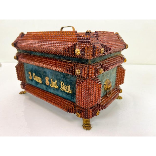 Antique Tramp Art Carved Wood Jewelry Box, Germany, 1895 For Sale - Image 10 of 18