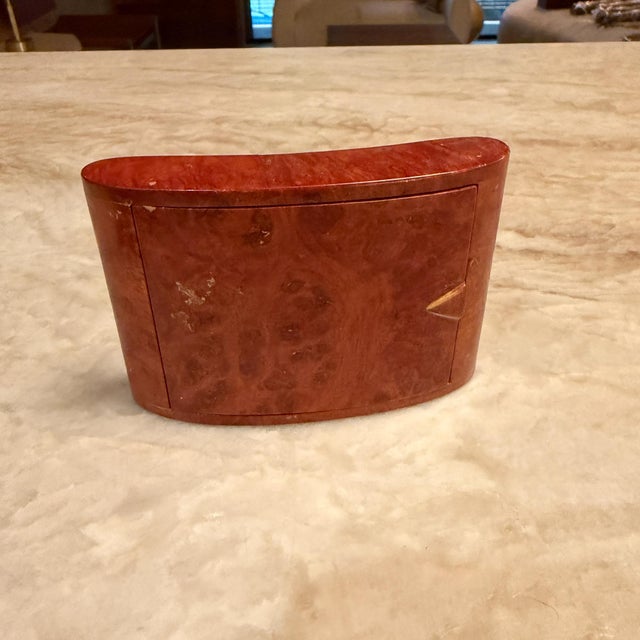 Collectible Vintage Antique Small Wooden Box Burlwood Cigarette Jewelry For Sale - Image 9 of 10