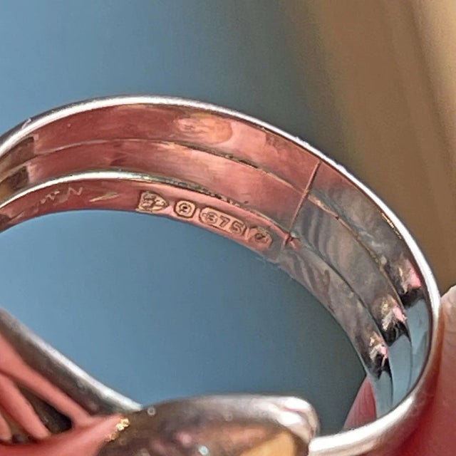 Gold 1911 Edwardian Chester 9k Gold Snake Ring With Turquoise For Sale - Image 8 of 10