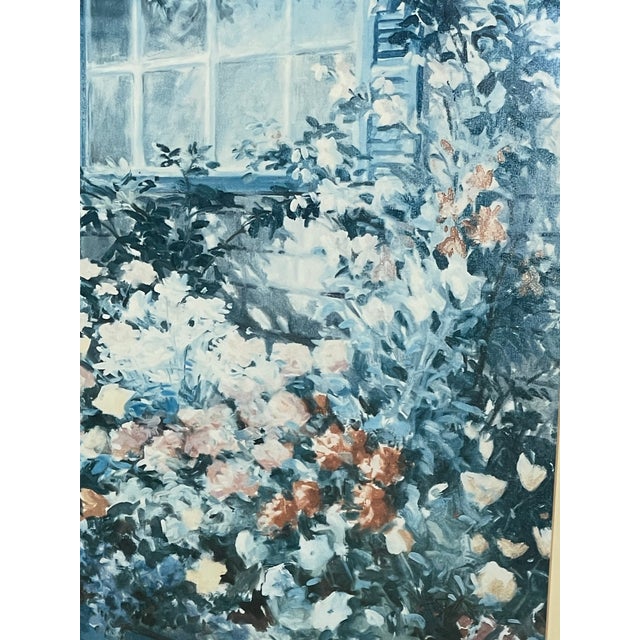Vintage Coastal Cottage Garden Landscape Print With Ocean View, Framed For Sale - Image 10 of 10
