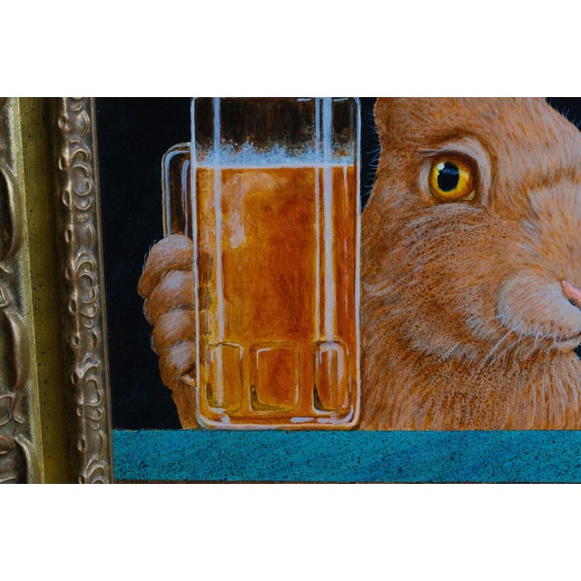 Late 20th Century Will Bullas "Jack With a Beer Back" Original Signed Painting in Gilt Frame For Sale - Image 5 of 8