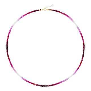 Birthstone July Ruby Ombre Necklace 14k Gold II For Sale