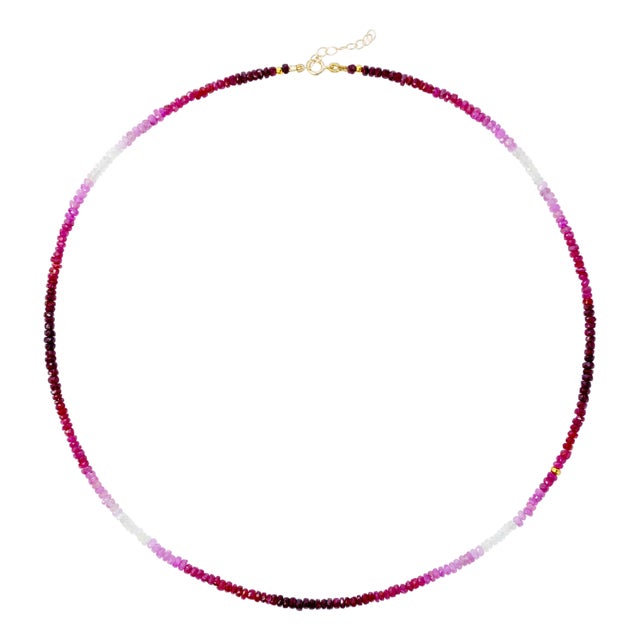 Birthstone July Ruby Ombre Necklace 14k Gold II For Sale