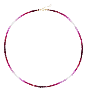 Birthstone July Ruby Ombre Necklace 14k Gold II