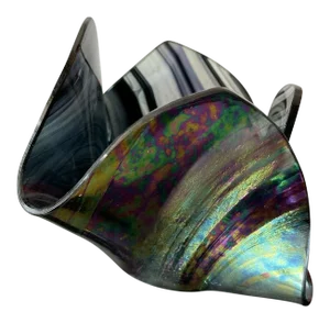 1990s Abstract Hand Blown Art Glass Handkerchief Vase