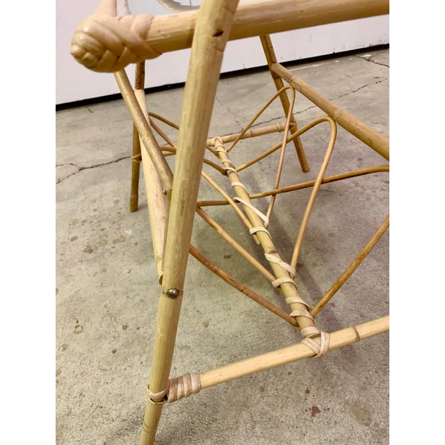 Italian Midcentury Rattan & Bamboo Side Table / Magazine Rack, 1950/60s For Sale - Image 11 of 12
