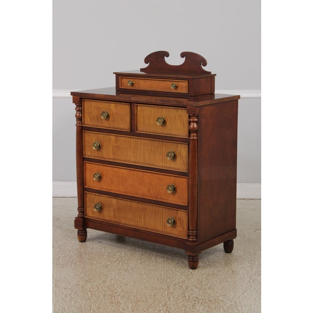 Traditional Tiger Maple Front Sheraton Mahogany Dresser W. Jewelry Box For Sale - Image 3 of 14