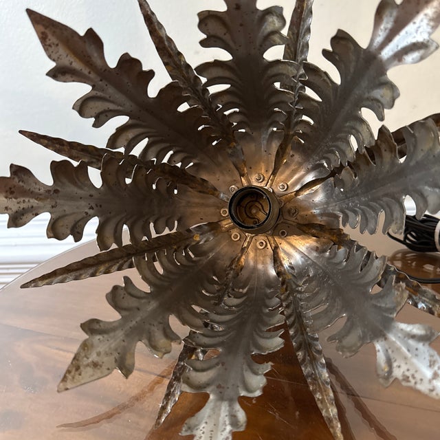 Vintage Italian Tole Silver Metal Pendant Light For Sale In Atlanta - Image 6 of 10