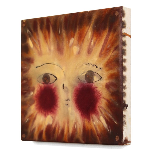 Abstract Sun No.8 - Folk Art Inspired Abstract Sun Mixed Media Painting on Raw Canvas by Meredith Walker For Sale - Image 3 of 9