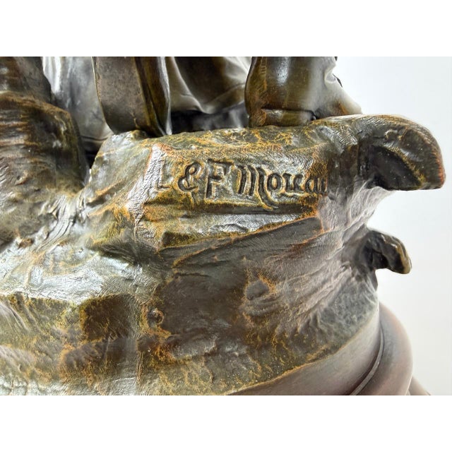 Antique 19th Century French Patinated Bronzed Spelter Jour de Fete Sculpture by L. & F. Moreau For Sale - Image 9 of 17