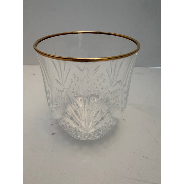 Mid 20th Century Vintage Mid Century Coastal Regency Gold Rim Pineapple Cut Glass Tumblers – Set of 4 For Sale - Image 5 of 8