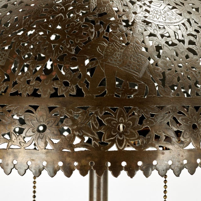 Antique Moroccan Pierced Brass Table Lamp For Sale - Image 4 of 11