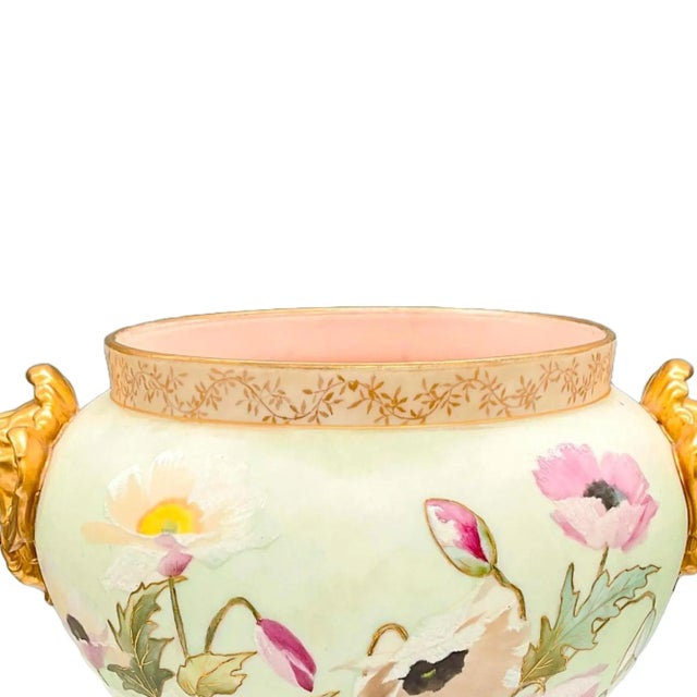 Mid 20th Century French Hand Painted & Gilt Limoges Porcelain Jardiniere / Base For Sale - Image 5 of 10