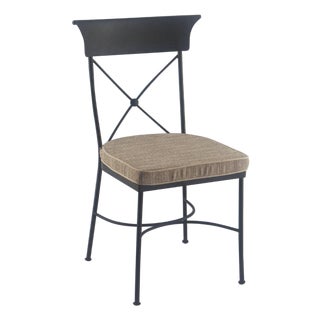 Garden Chair in Wrought Iron with cushion For Sale