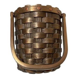 High Quality 1991 Solid Bronze Copper Woven Basket Signed Front Door Knocker For Sale