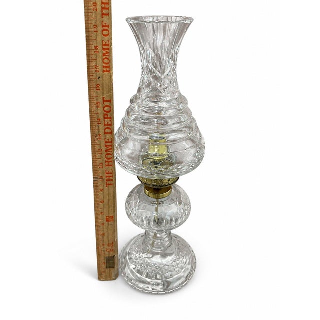 Hollywood Regency Vintage Cut Glass Hurricane Table Lamp Hollywood Regency Style For Sale - Image 3 of 6