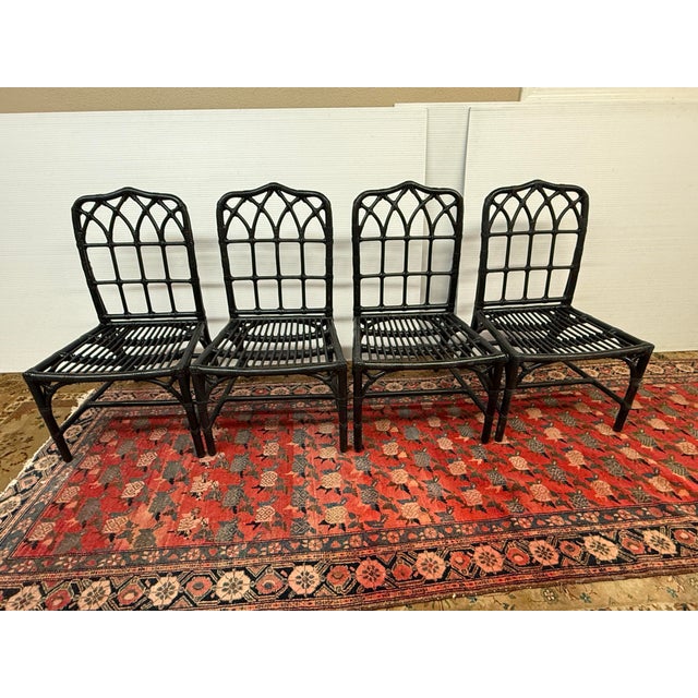John McGuire McGuire Organic Modern Rattan Cathedral Dining Chairs, Set of Four For Sale - Image 4 of 12
