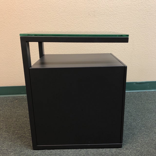 Contemporary Crate Barrel Glass Top Pilsen Salt Filing Cabinet Chairish