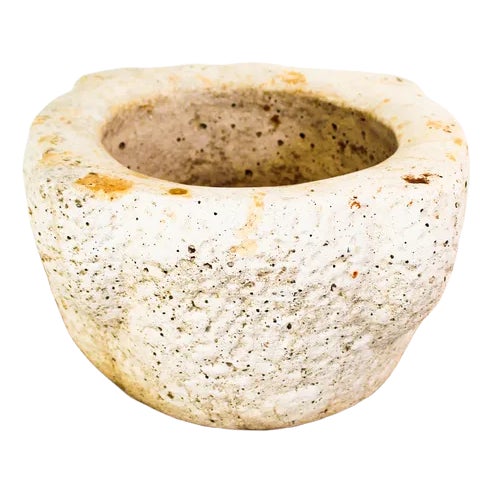 Italian White Porous Stone Vase For Sale